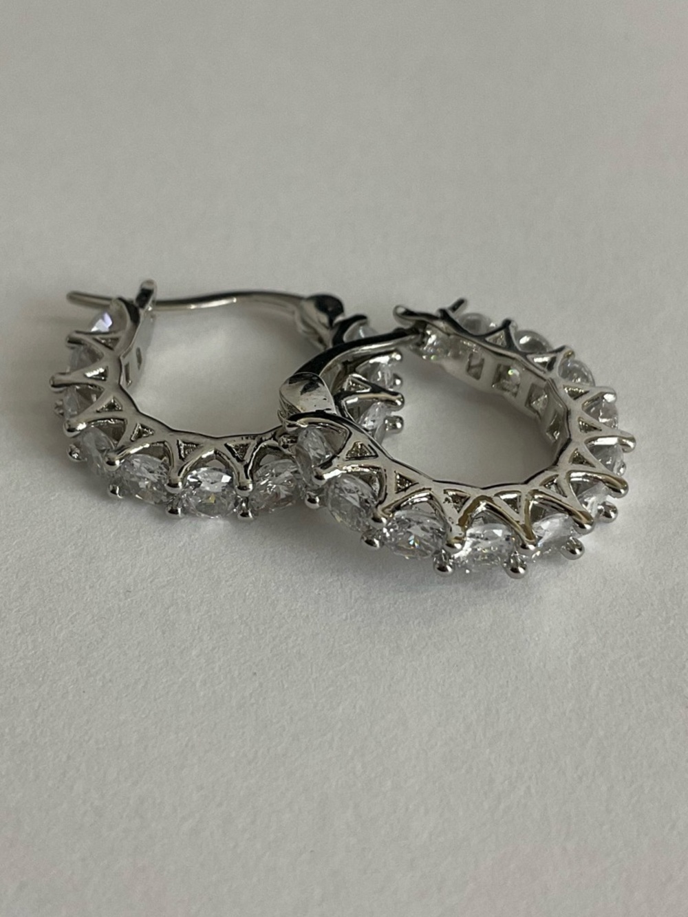Earrings Hoops Zirconia Silver Tone